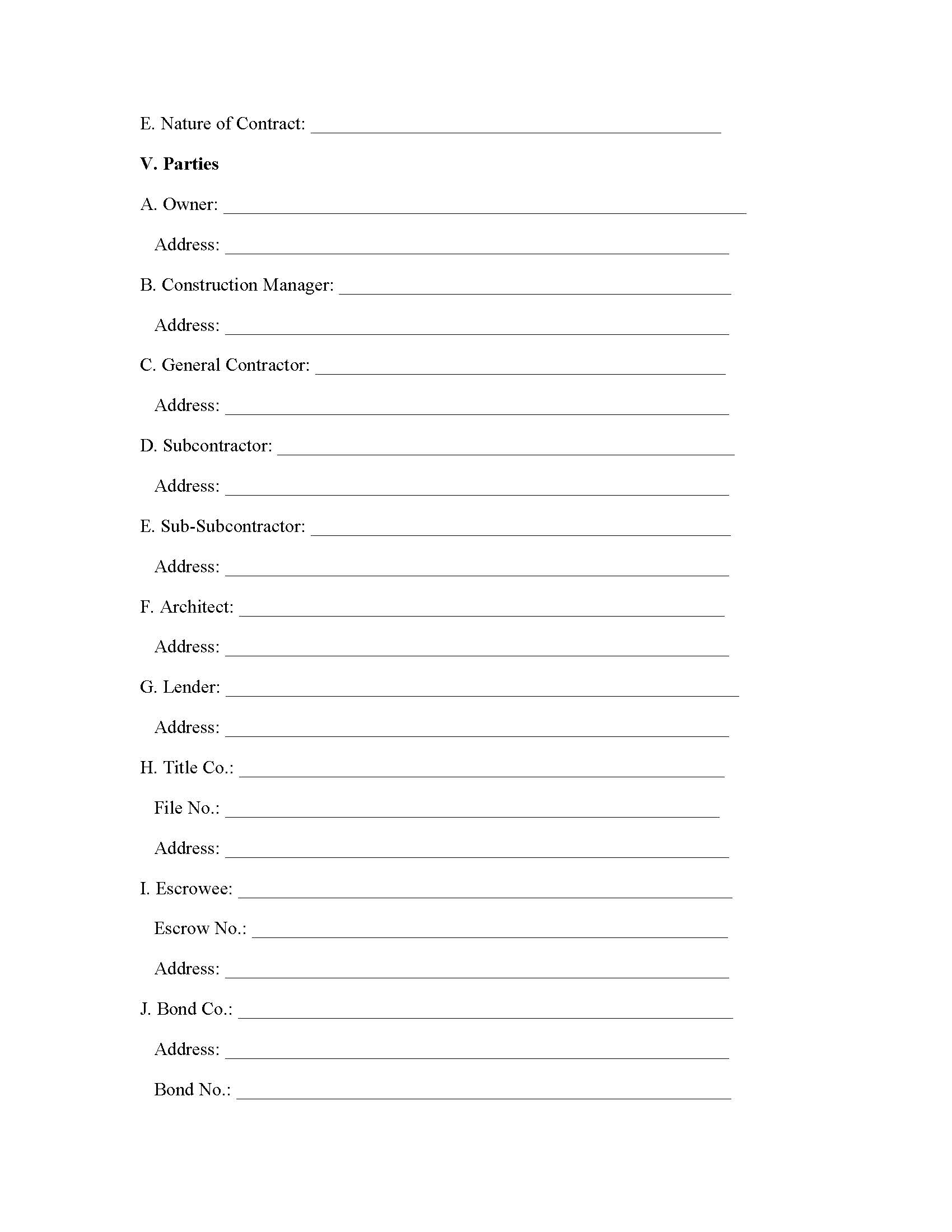 Mechanic Lien Information Statement - Page 2