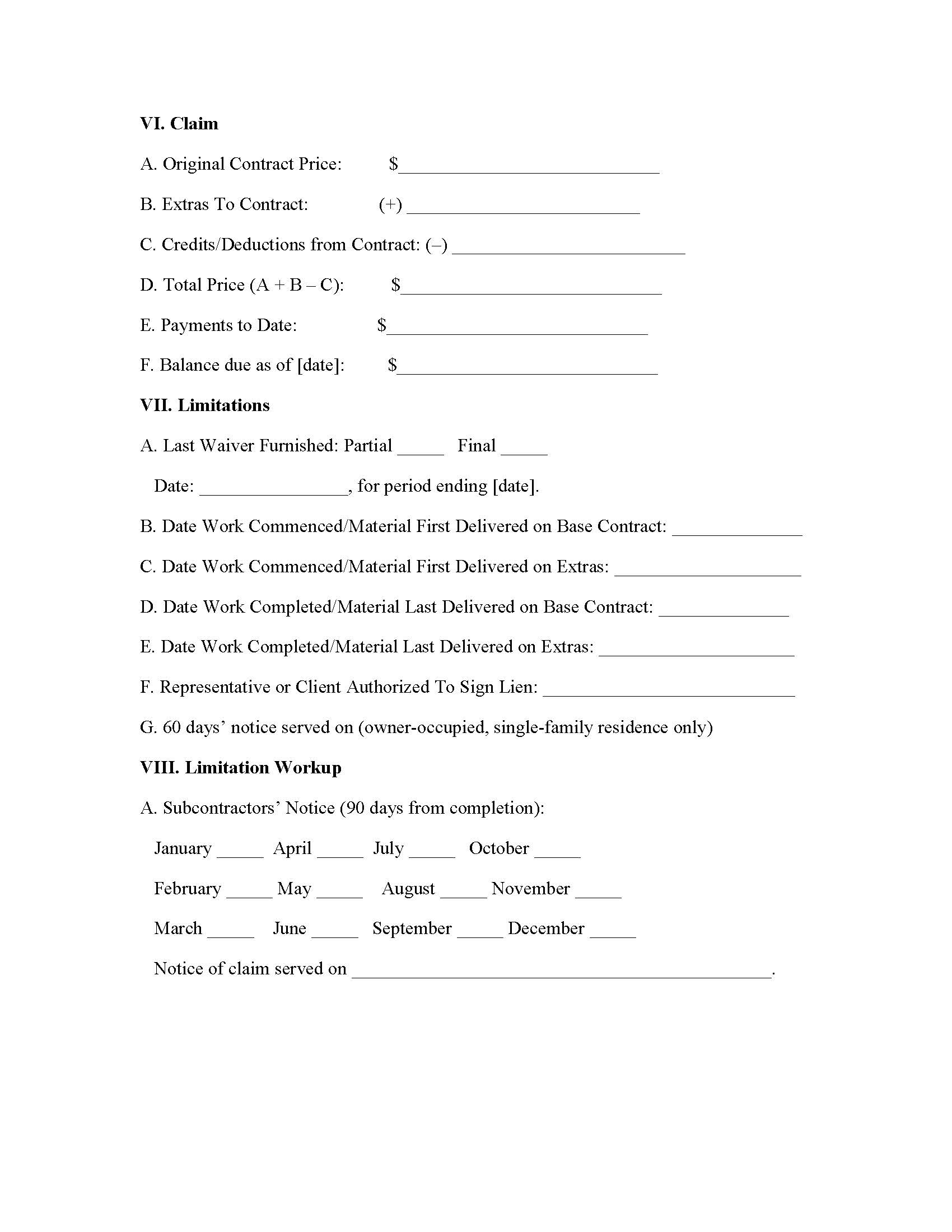 Mechanic Lien Information Statement - Page 3